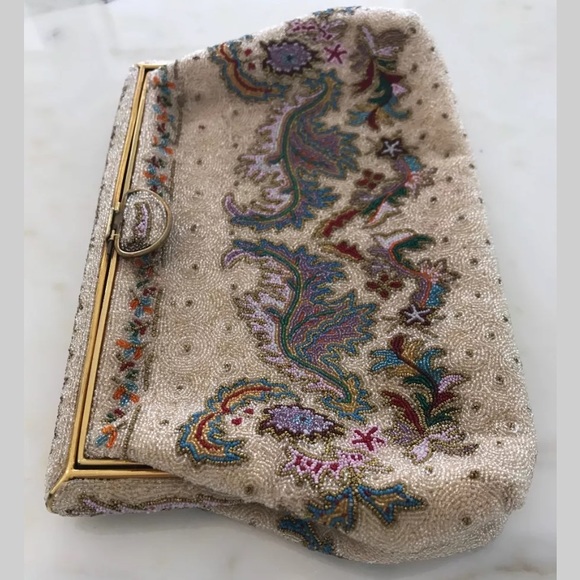 BASS BY JOSEF VINTAGE HANDMADE BEADED CLUTCH - Picture 3 of 16